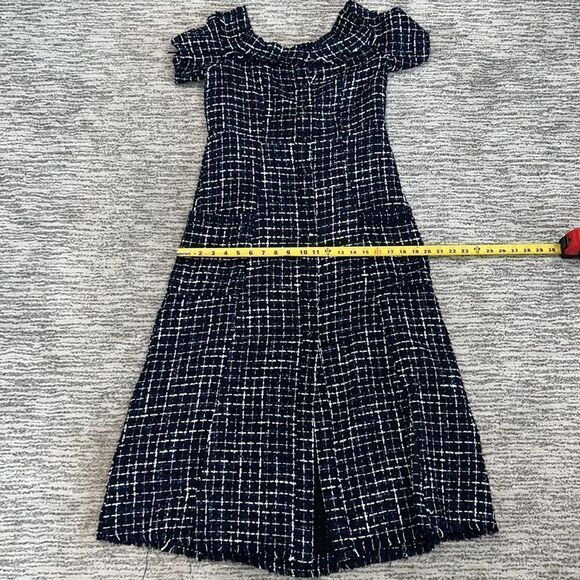 NWT Zara Tweed Navy Dress Jewel Buttons Medium - Picture 13 of 14